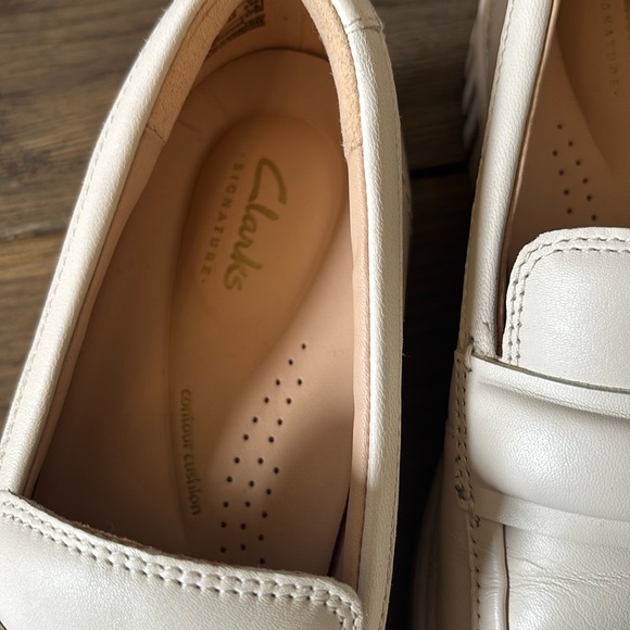 Clarks Cream Flats with Rugged Sole - Picture 8 of 12